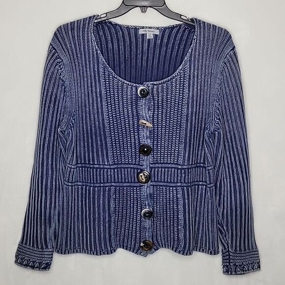 PBJ Blues Cable Knit Button Down Sweater Size Large - Picture 1 of 5